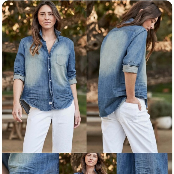Frank & Eileen - Eileen Denim Button Down in Distressed Vintage Wash Size M - Picture 2 of 10